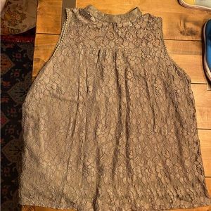 Olive Green Lace Sleeveless Tunic